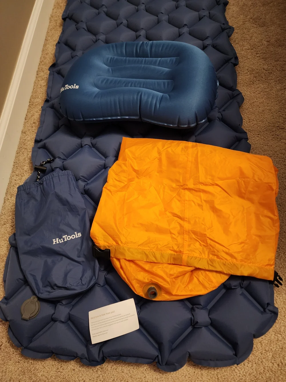 Inflatable HuTools Navy Blue Camping Sleeping Pad - Lightweight Air Mattress